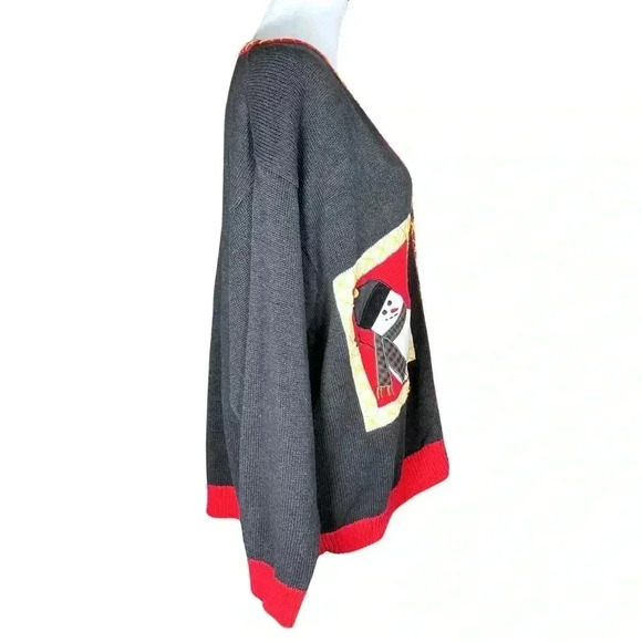 Vintage 90s Snowman Ugly Christmas Sweater Grandmacore Cardigan. L/XL Maximalist - Picture 5 of 8